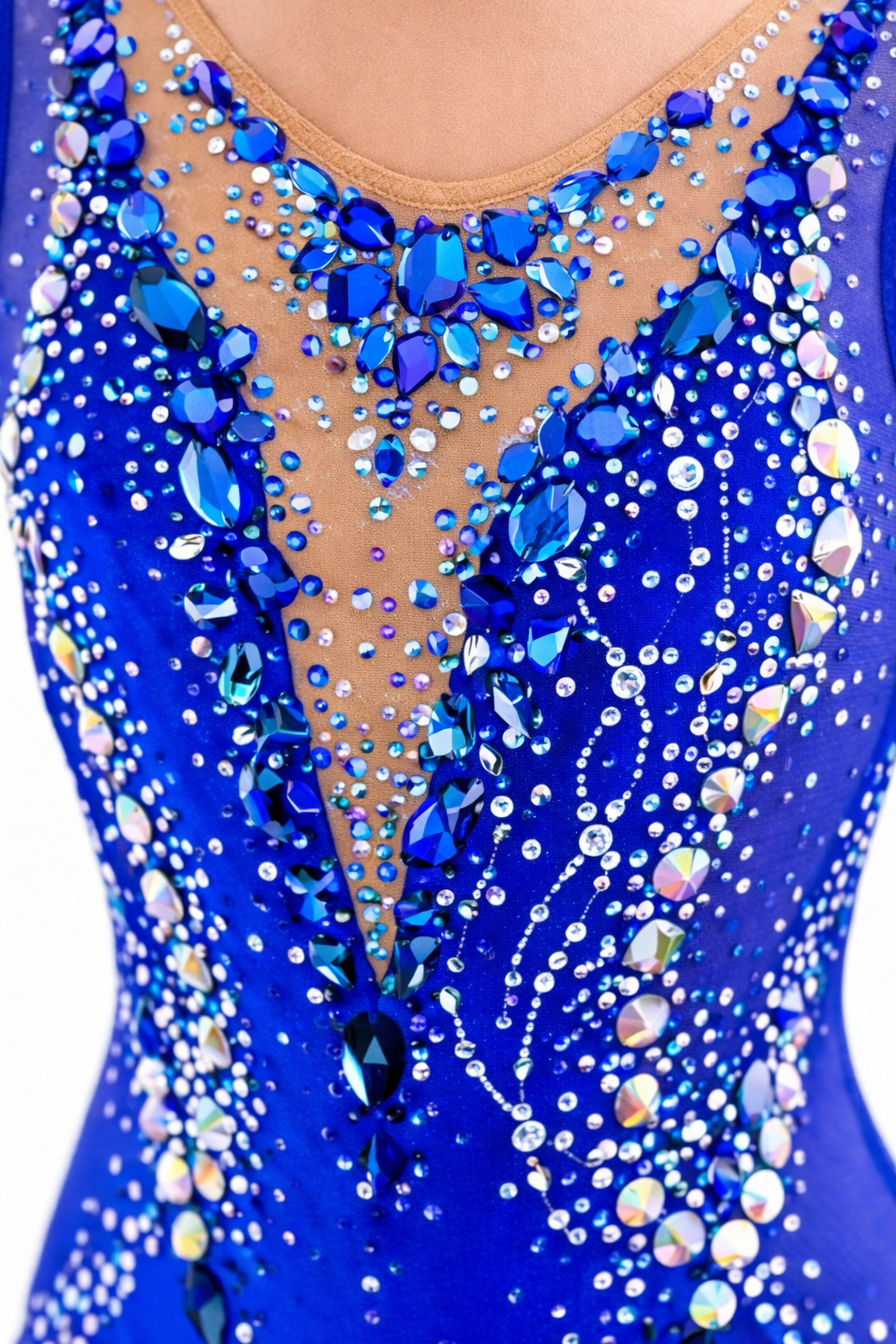 Ready-to-Ship Blue Rhythmic Gymnastics Leotard with Skirt 128–135 cm