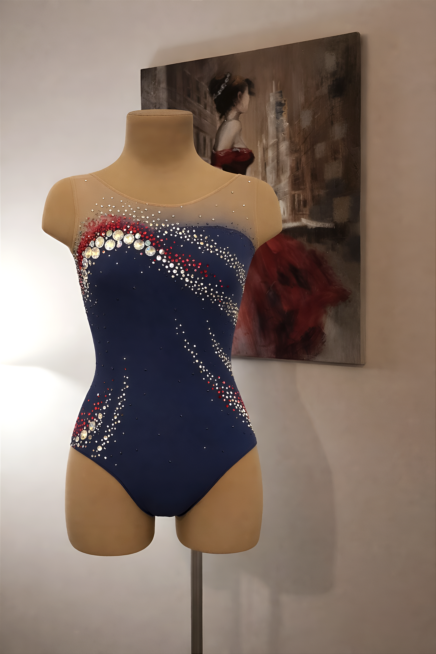Rhythmic Gymnastics Leotard – Red Spark Wave | Collection 2025/2026