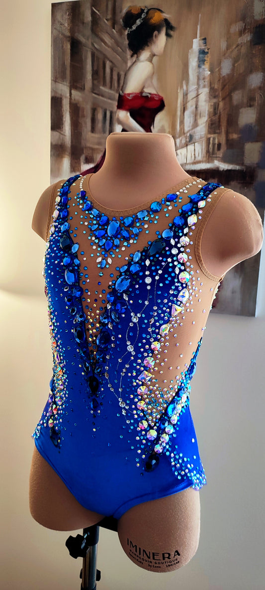 In Stock Rhythmic Gymnastics Leotard “Blues with Skirt” – Height 128–135 cm