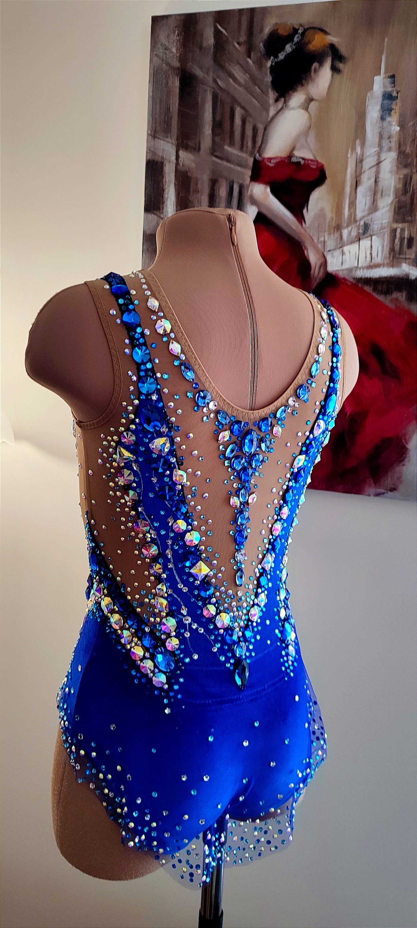 In Stock Rhythmic Gymnastics Leotard “Blues with Skirt” – Height 144–154 cm